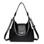 Women's Vegan Pebble Leather Convertible Shoulder Tote with Flap