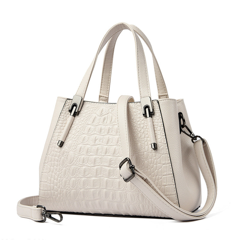 Women's Structured Crocodile Embossed Leather Satchel
