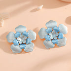 Women's Flower Earrings with Intricate Design and Glossy Accents