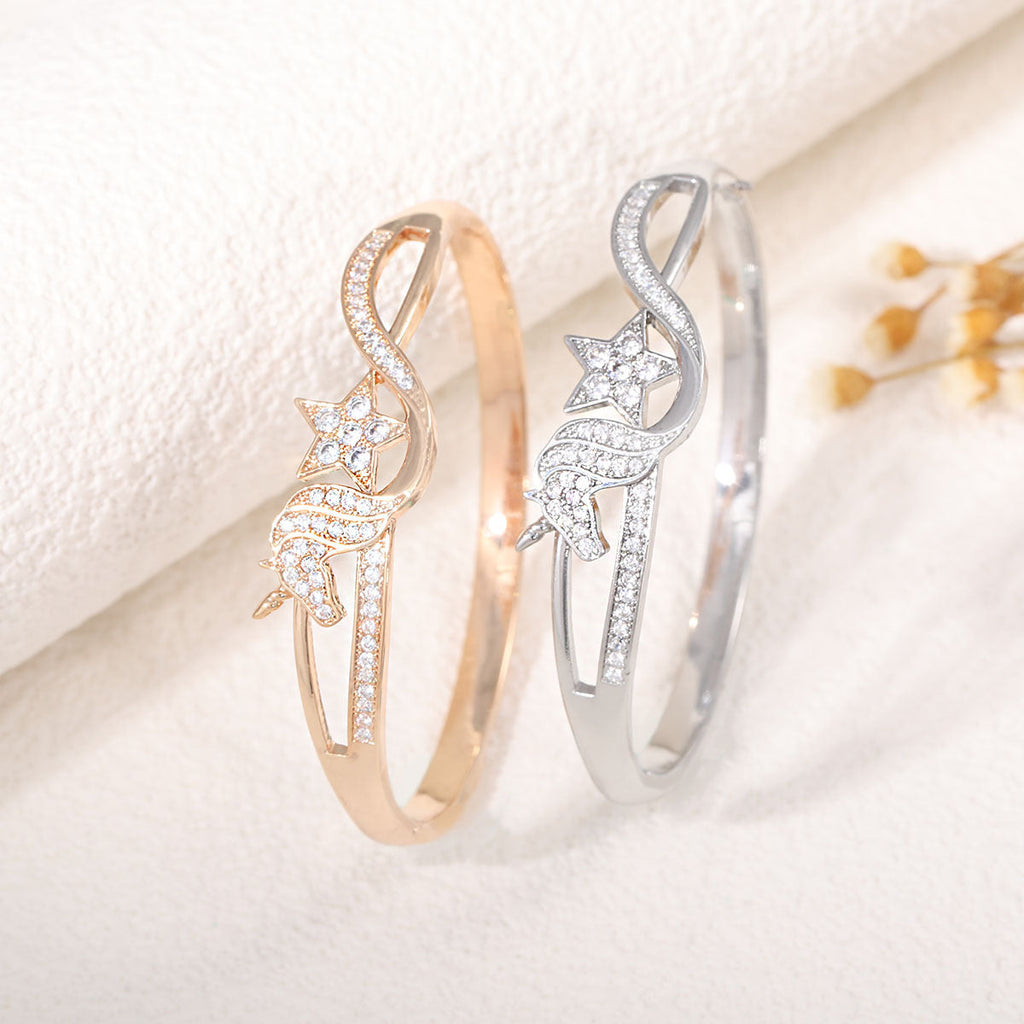 Women's Bangle with Elegant Infinity Pattern and Sparkling Zirconia