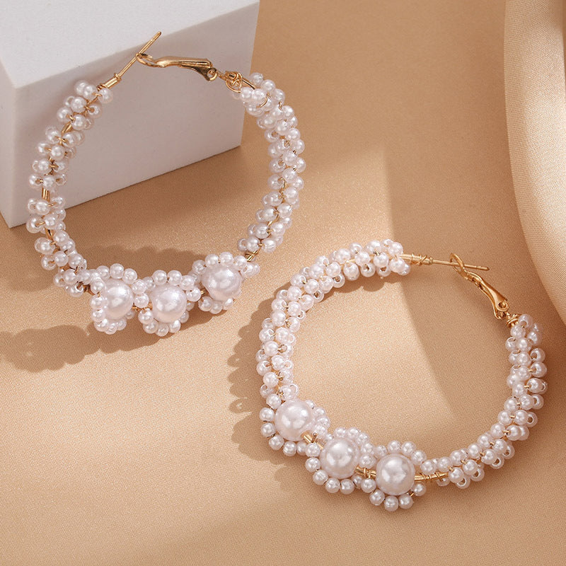 Women's Hoops with Artistic Pearl Design