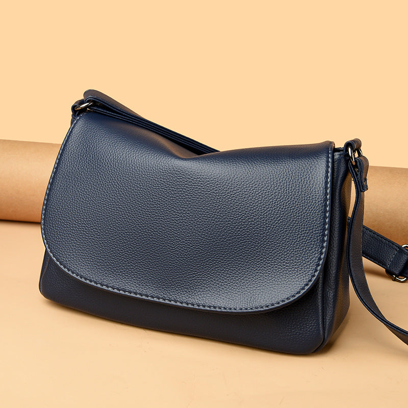 Women's Structured Pebble-Grain Leather Saddle Shoulder Bag