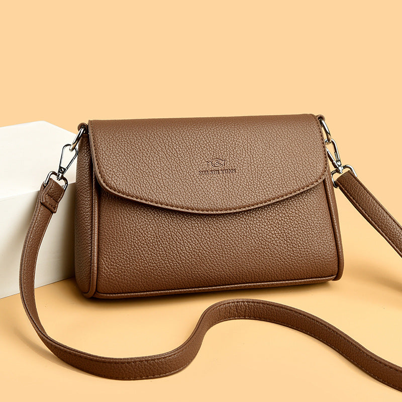 Women's Pebbled Faux Leather Crossbody Flap Bag