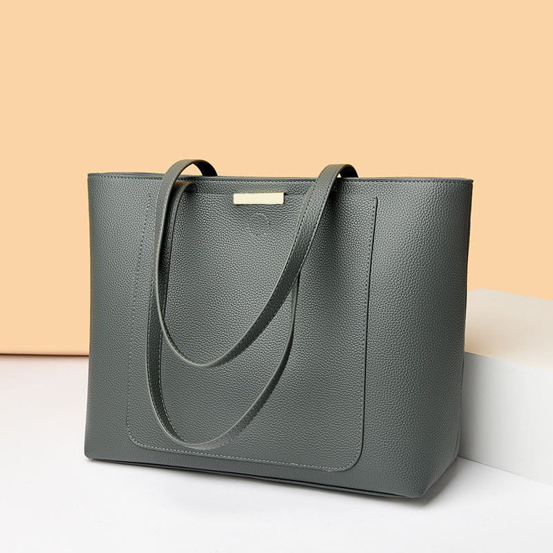 Women's Pebbled Leather Structured Tote Bag