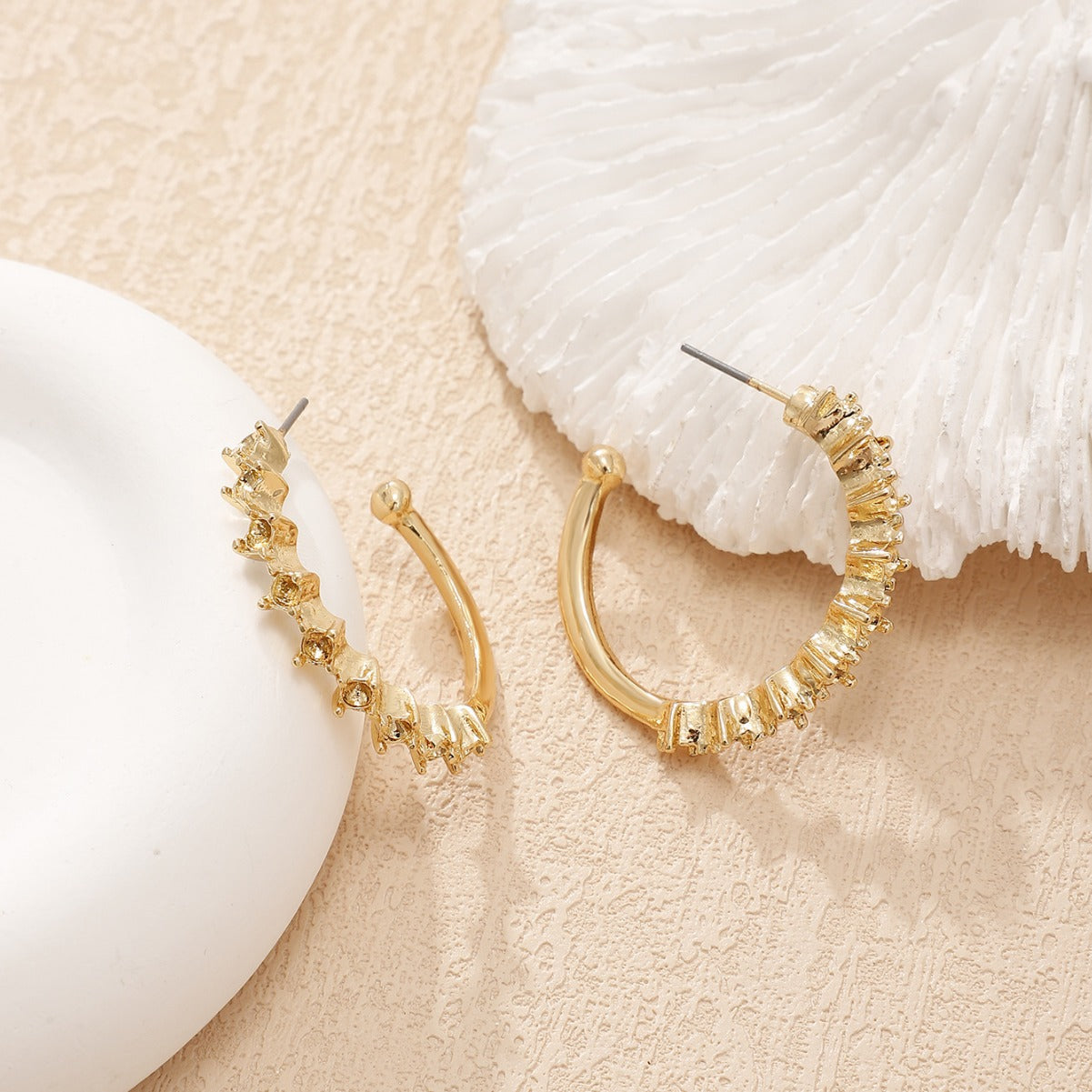 Women's Hoop Earrings with Intricate Structures