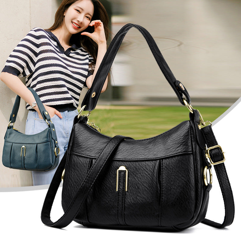 Women's Pebble Leather Shoulder Hobo Bag