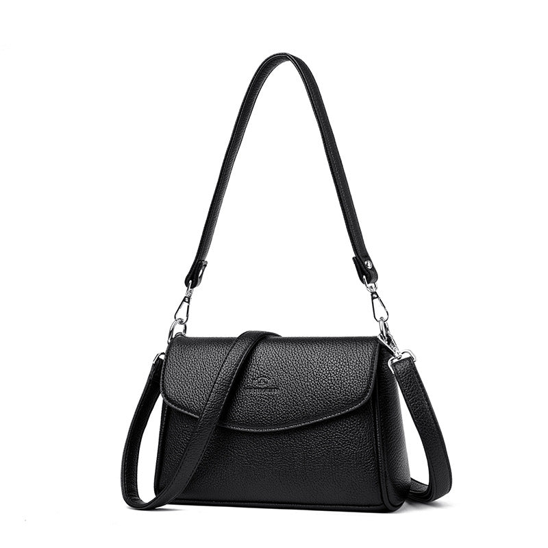 Women's Pebbled Faux Leather Crossbody Flap Bag