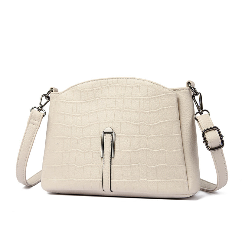 Women's Croc Embossed Structured Crossbody Bag with Adjustable Strap