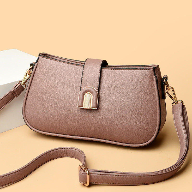 Women's Curved Minimalist Crossbody Bag with Magnetic Arch Clasp