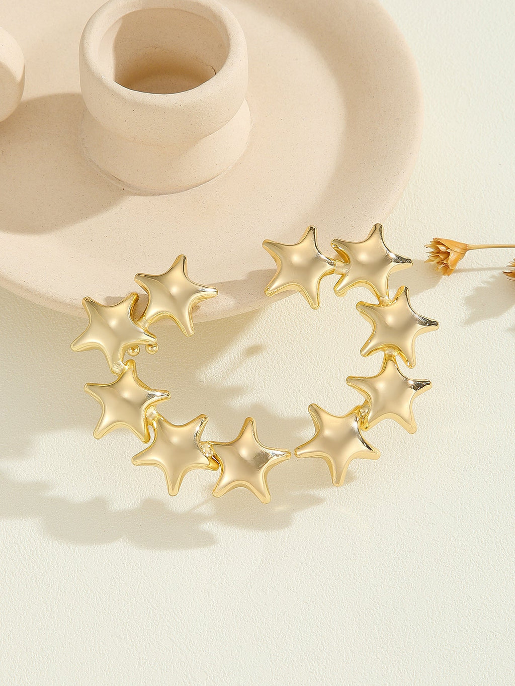 Women's Bracelet with Structured, Golden Beads