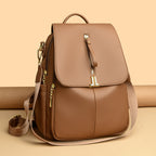 Women's Structured Pebbled Faux Leather Convertible Backpack Handbag