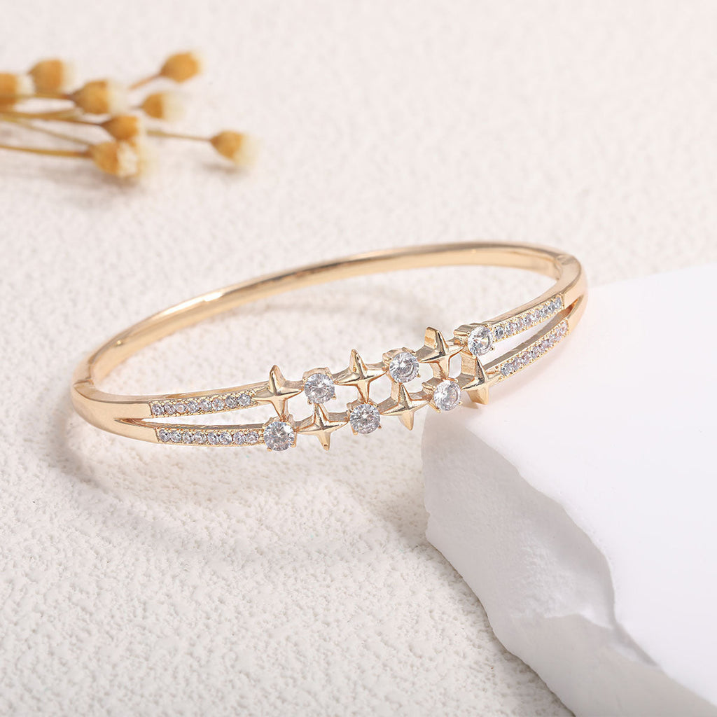 Women's Bangle with Elegant Infinity Pattern and Sparkling Zirconia