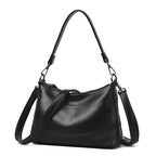 Women's Genuine Pebble Leather Crescent Shoulder Bag