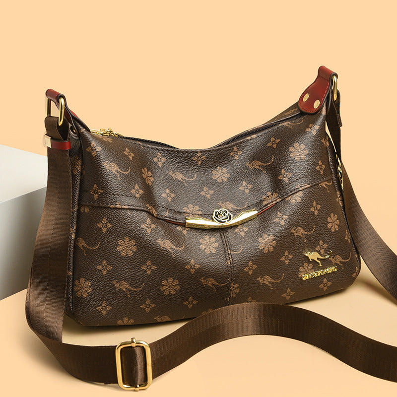 Women's Stylish Floral Embossed Faux Leather Crossbody Shoulder Bag