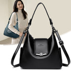 Women's Vegan Pebble Leather Convertible Shoulder Tote with Flap