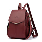 Women's Pebbled Leather Anti-Theft Flap Backpack
