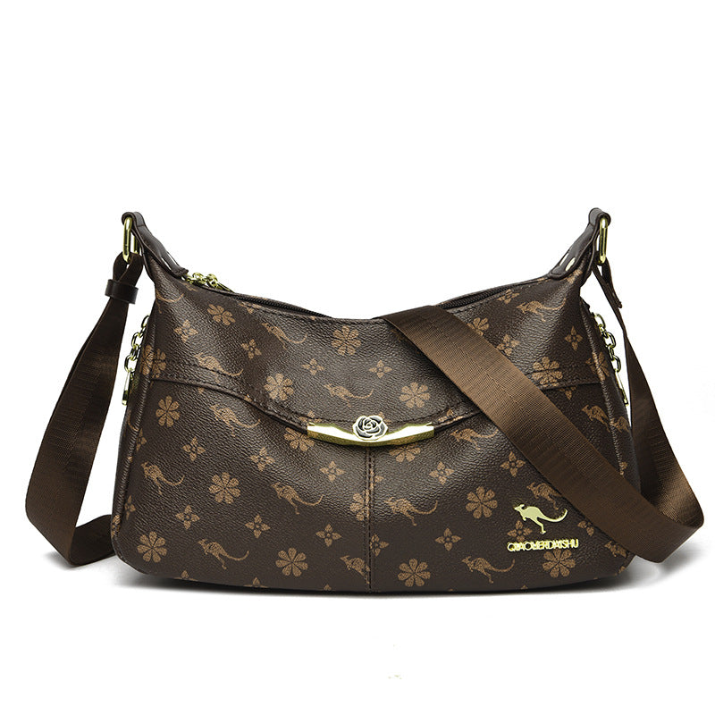 Women's Stylish Floral Embossed Faux Leather Crossbody Shoulder Bag