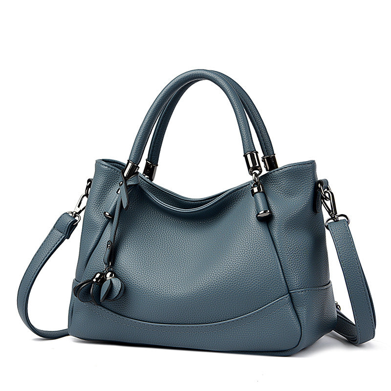 Women's Pebbled Faux Leather Satchel with Double Top Handles