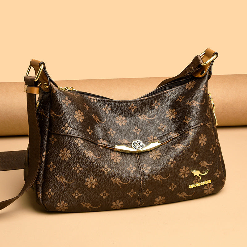 Women's Stylish Floral Embossed Faux Leather Crossbody Shoulder Bag