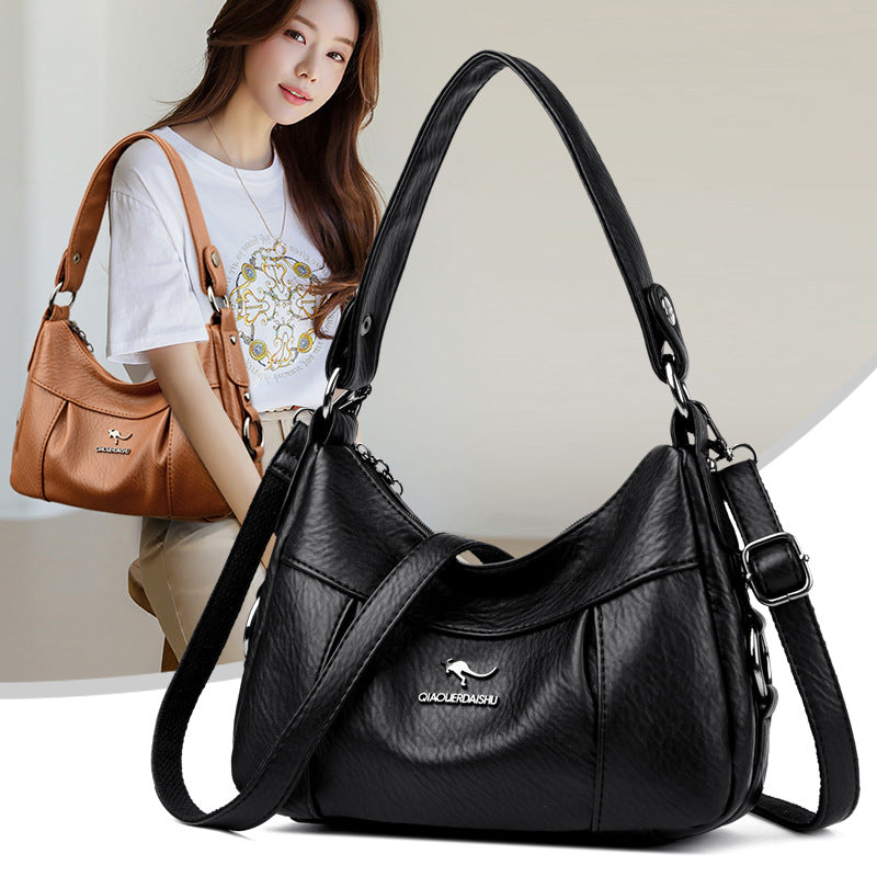 Women's Soft Pebbled Leather Hobo Shoulder Bag