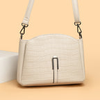 Women's Croc Embossed Structured Crossbody Bag with Adjustable Strap