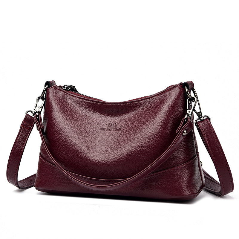 Women's Genuine Pebble Leather Crescent Shoulder Bag