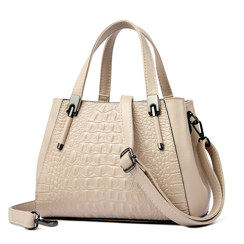 Women's Structured Crocodile Embossed Leather Satchel