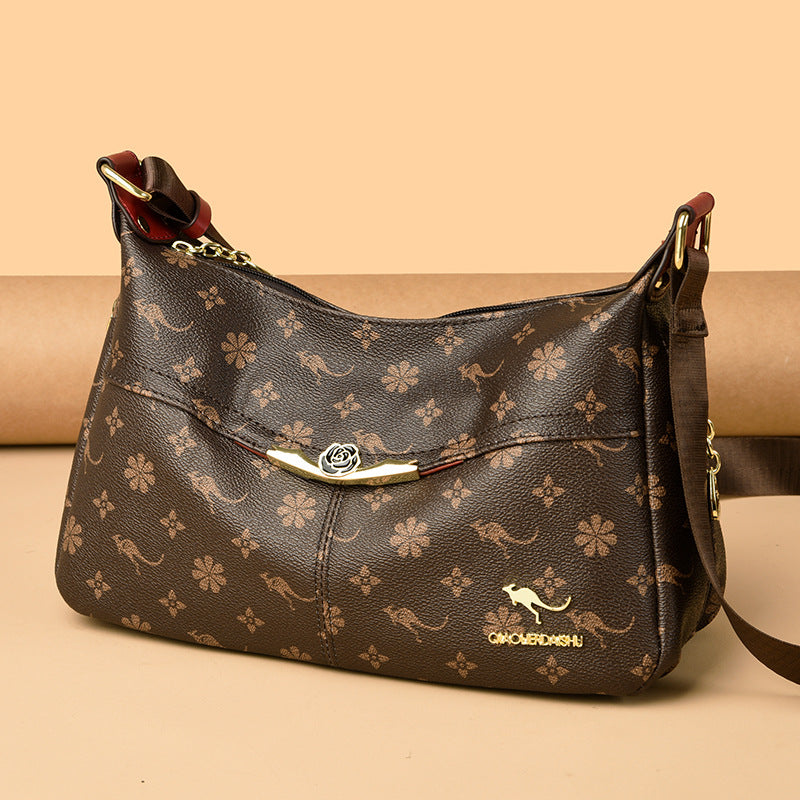 Women's Stylish Floral Embossed Faux Leather Crossbody Shoulder Bag