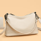 Women's Genuine Pebble Leather Crescent Shoulder Bag