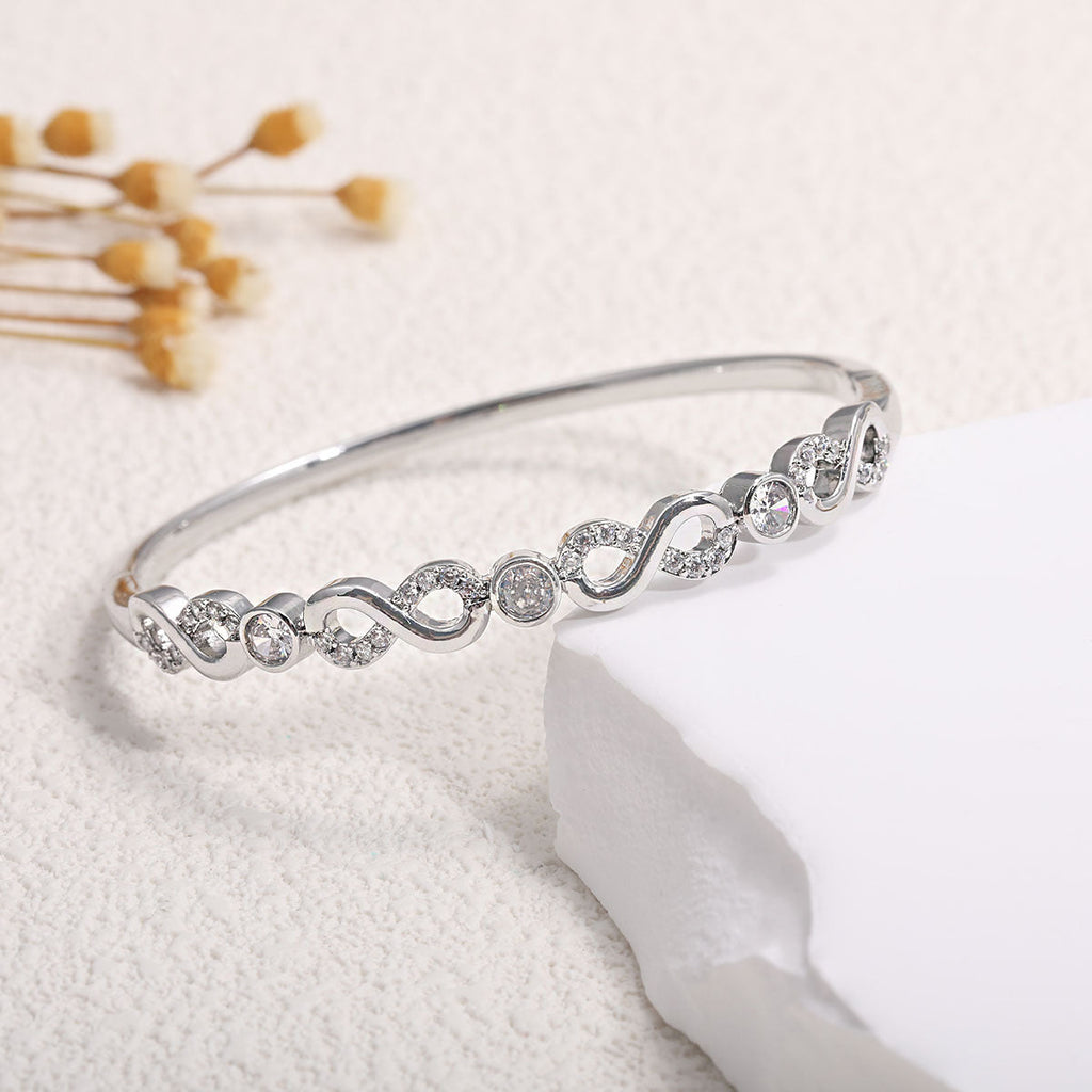 Women's Bangle with Elegant Infinity Pattern and Sparkling Zirconia