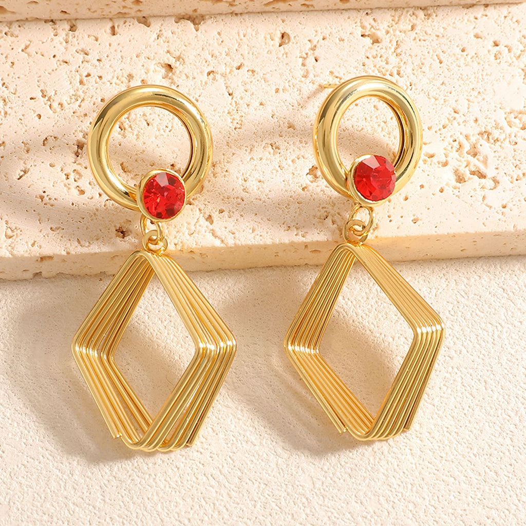 Women's Design Earrings with Geometric Wire Motif