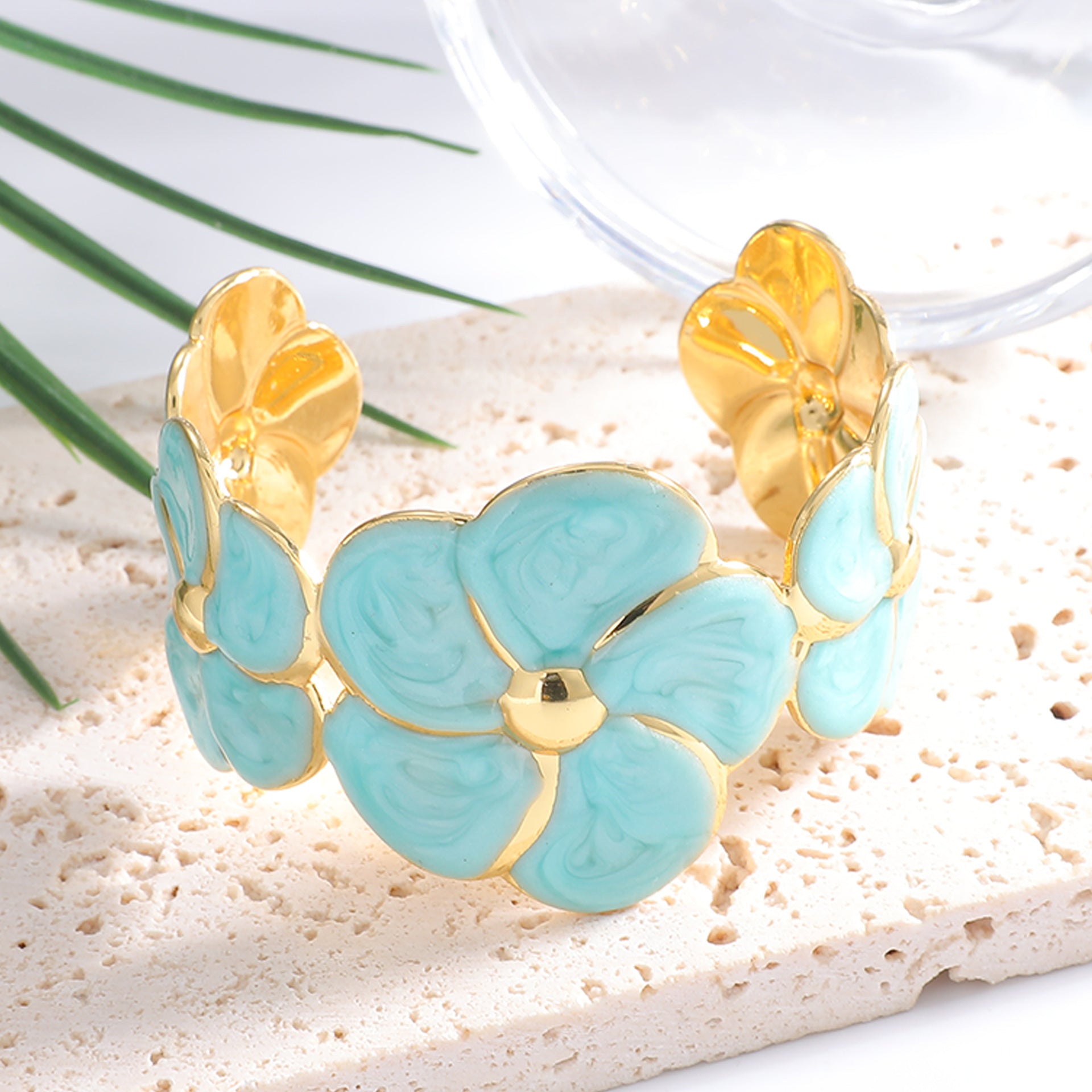 Women's Cuff Bracelet with Elaborate Flower Pattern