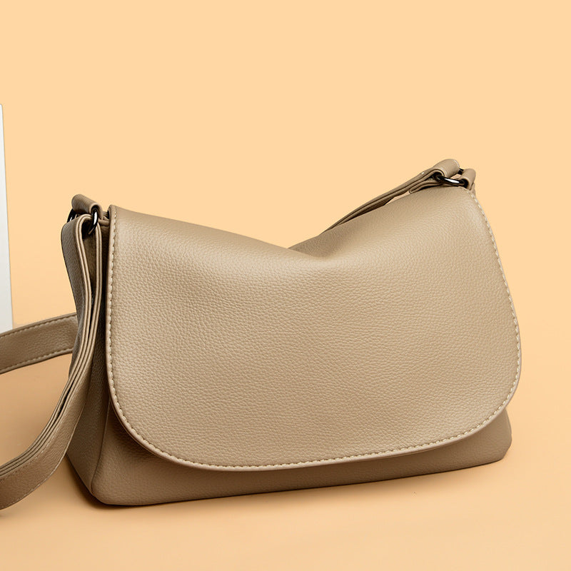 Women's Structured Pebble-Grain Leather Saddle Shoulder Bag