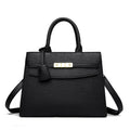 Women's Pebbled Grain Leather Structured Tote Satchel with Top Handle