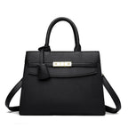 Women's Pebbled Grain Leather Structured Tote Satchel with Top Handle
