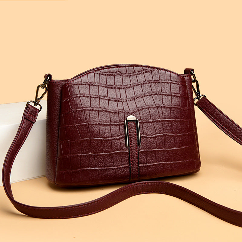 Women's Croc Embossed Structured Crossbody Bag with Adjustable Strap