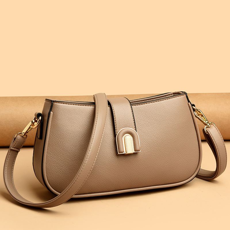 Women's Curved Minimalist Crossbody Bag with Magnetic Arch Clasp