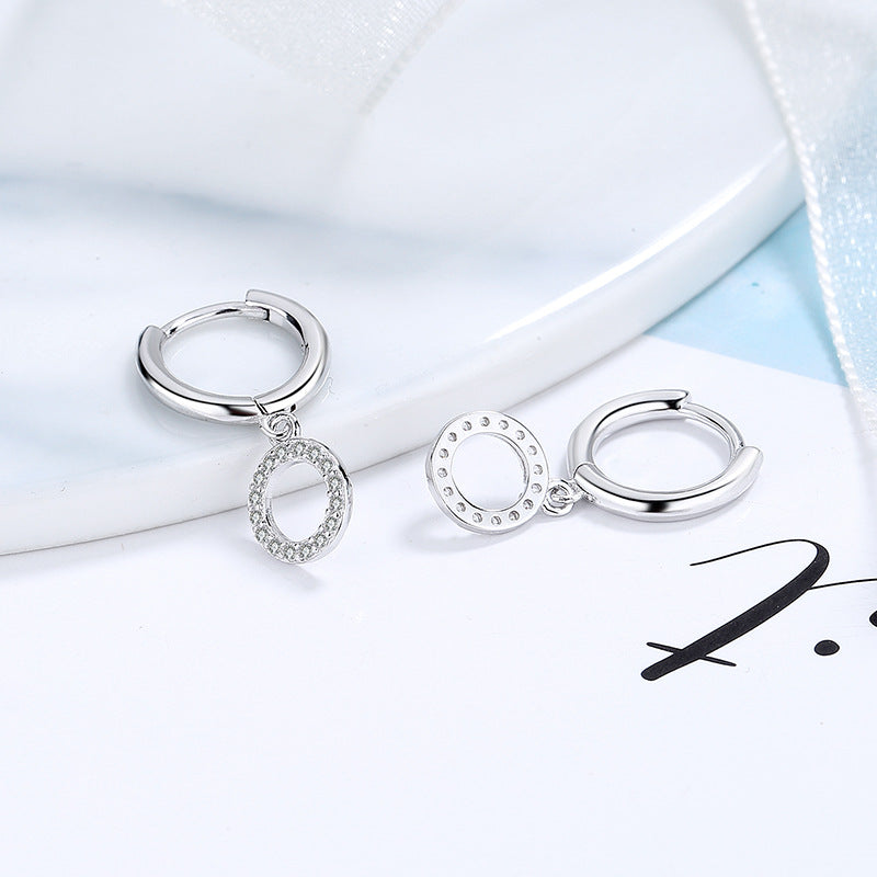 Women's Earrings with Sparkling Circle Pendant