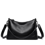 Women's Genuine Pebble Leather Crescent Shoulder Bag
