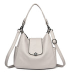 Women's Vegan Pebble Leather Convertible Shoulder Tote with Flap