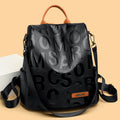 Women's Embossed Pebble Leather Backpack Tote with Top Handle