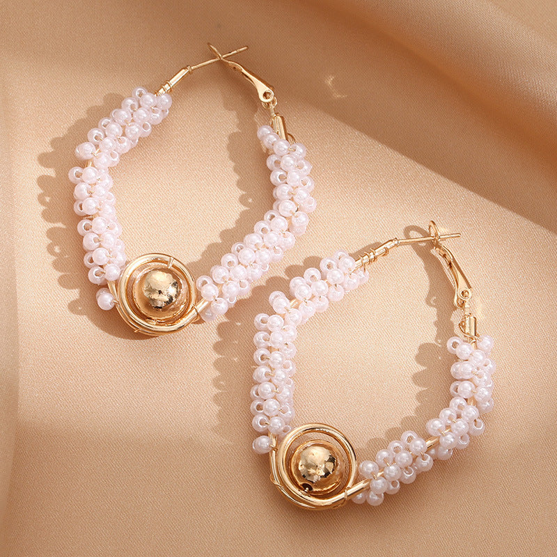 Women's Hoops with Artistic Pearl Design