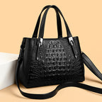 Women's Structured Crocodile Embossed Leather Satchel