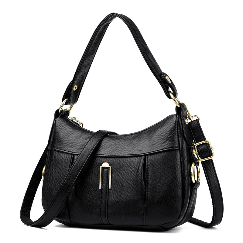Women's Pebble Leather Shoulder Hobo Bag