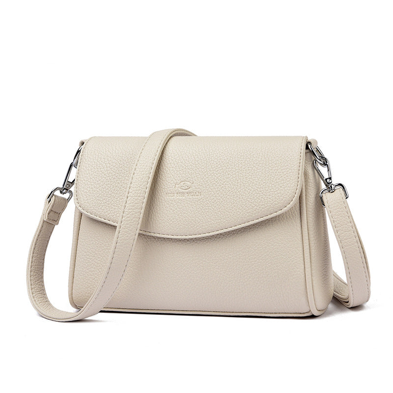 Women's Pebbled Faux Leather Crossbody Flap Bag