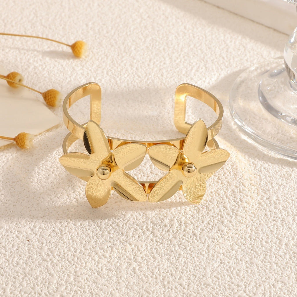Women's Cuff Bracelet with Floral Design