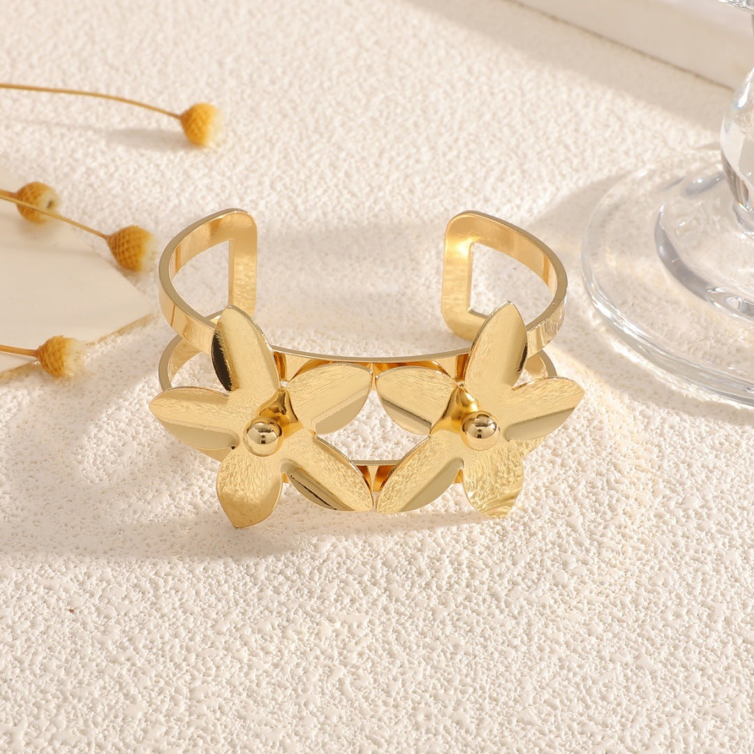 Women's Cuff Bracelet with Floral Design