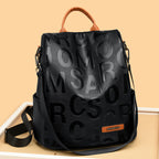 Women's Embossed Pebble Leather Backpack Tote with Top Handle