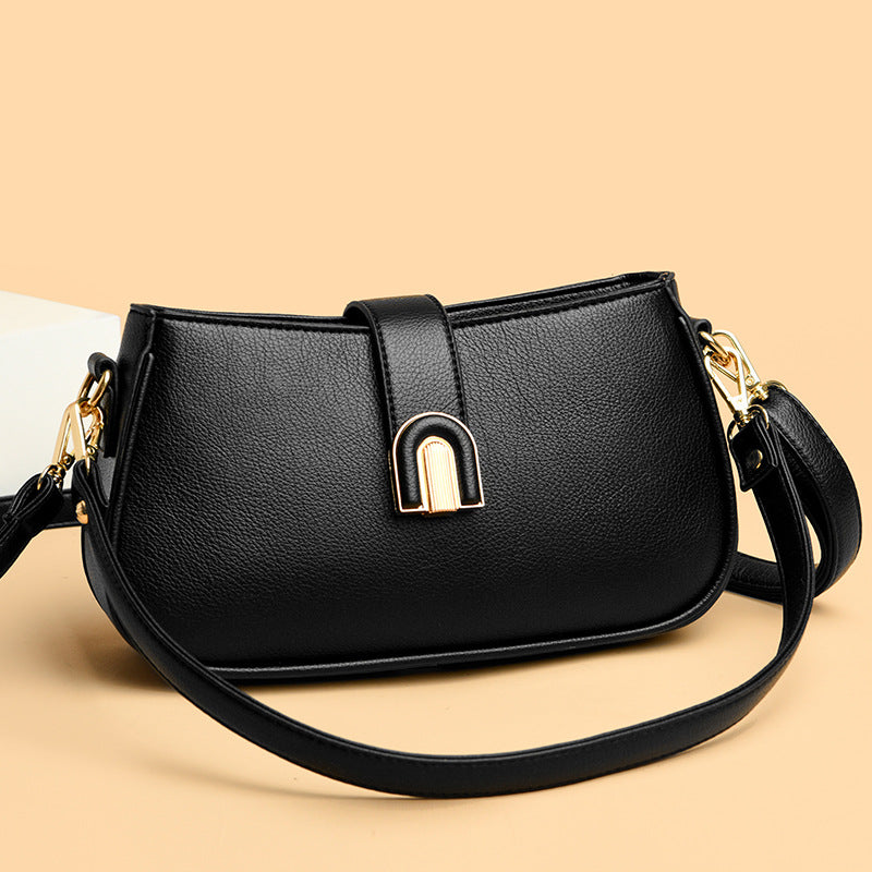 Women's Curved Minimalist Crossbody Bag with Magnetic Arch Clasp
