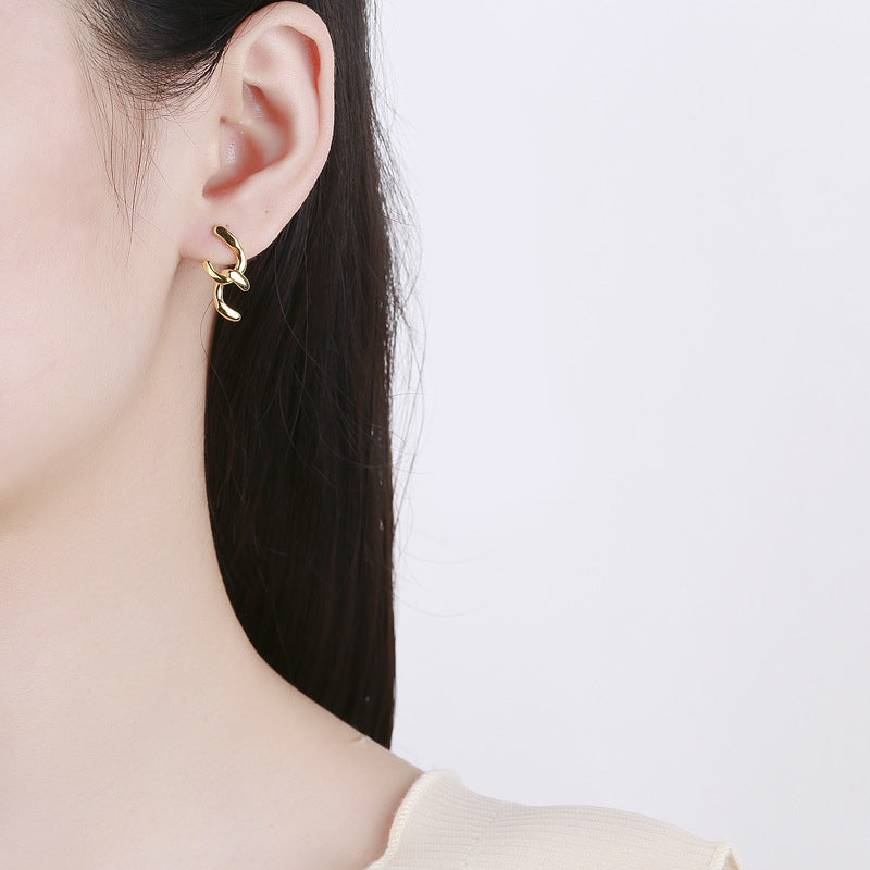 Women's Earrings with Sparkling Circle Pendant